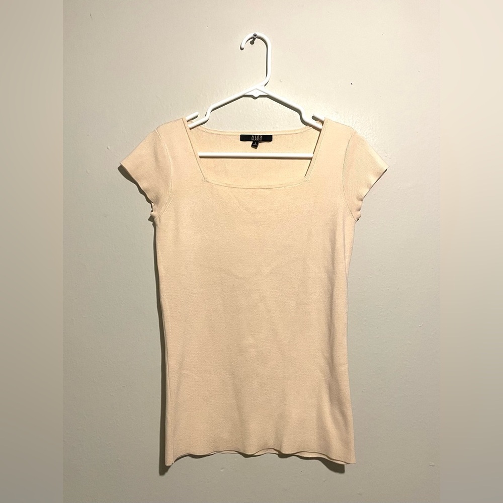 Alex Marie Pullover Square Neck Cap‎ Sleeve Top Rayon Soft Peach Size Small EUC